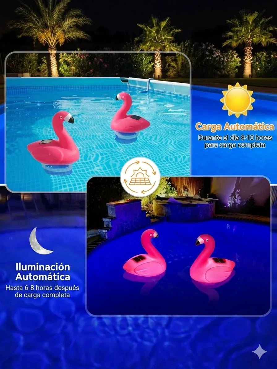 Flotador Solar Flamenco de Cloro para Piscinas