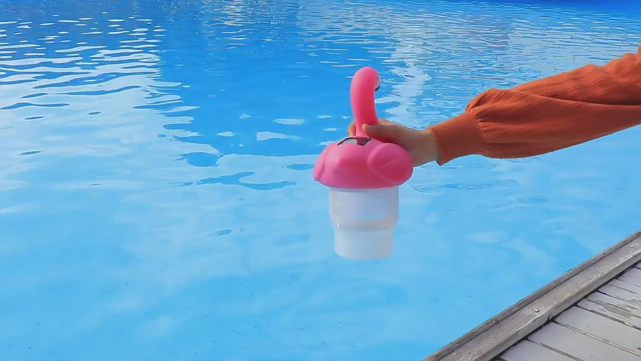 Cargar vídeo: Flotador Solar Flamenco de Cloro para Piscinas